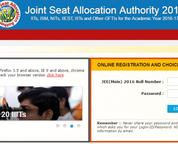 JOSAA 2016 for IIT's, NIT's