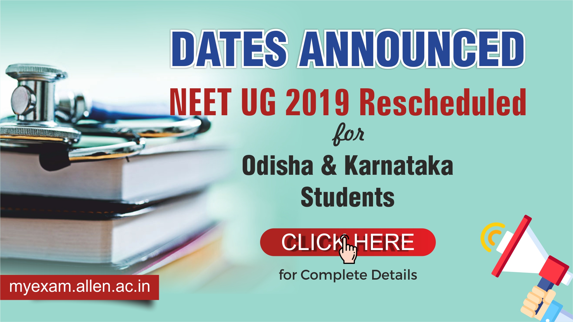 Rescheduling of the NEET UG 2019 exam
