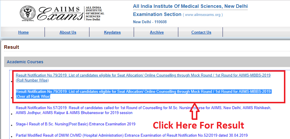 AIIMS Result Declared
