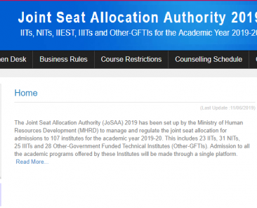 Schedule of Events of JoSAA 2019 has been released. JoSAA Registration and Choice Filling will start from 16 June