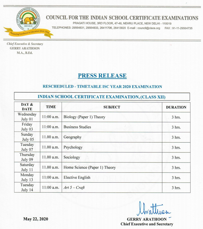 ICSE Class 10 & ISC Class 12 Exam Date Sheet released: Read here for ...