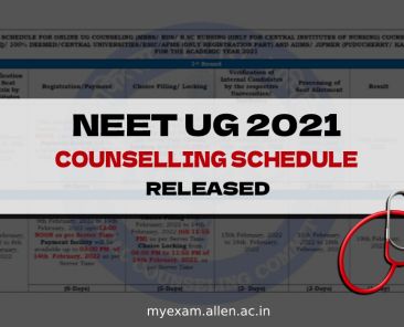 NEET UG 2021 Counselling Schedule