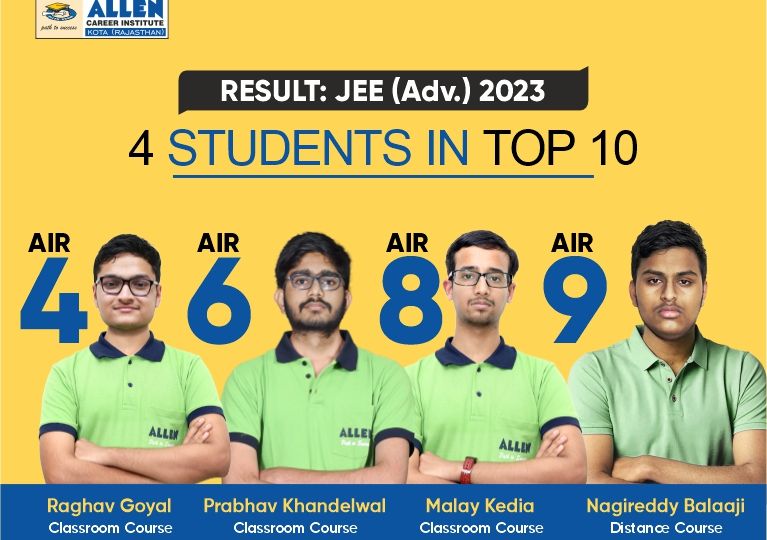 ALLEN JEE Advanced 2023 Result 4 Students in Top 10