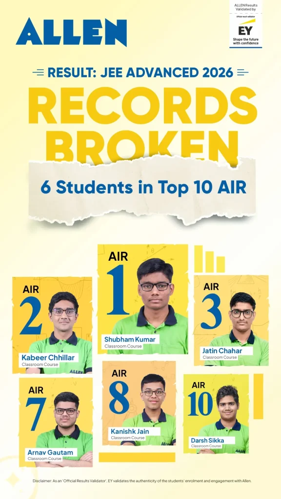 JEE Advanced Exam 2026 Result - ALLEN Top 10