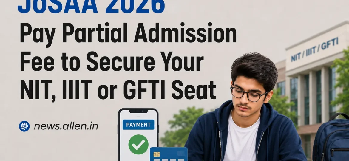 JoSAA Counselling 2026-Pay partial fees to confirm IIIT, NIT or GFTI seat