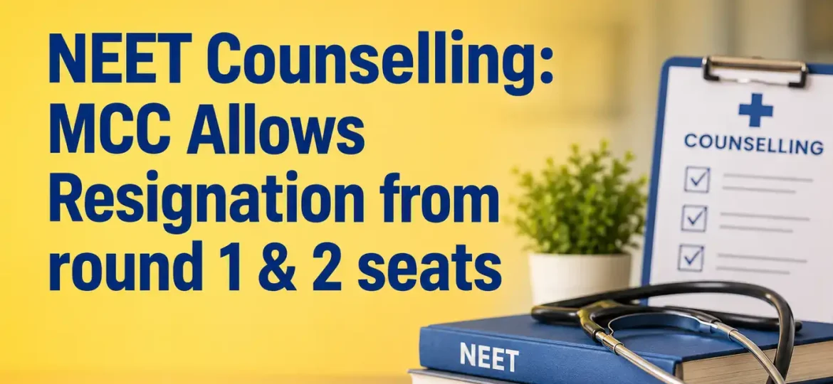 NEET Counselling MCC Allows Resignation from Round 1 & 2 Seats